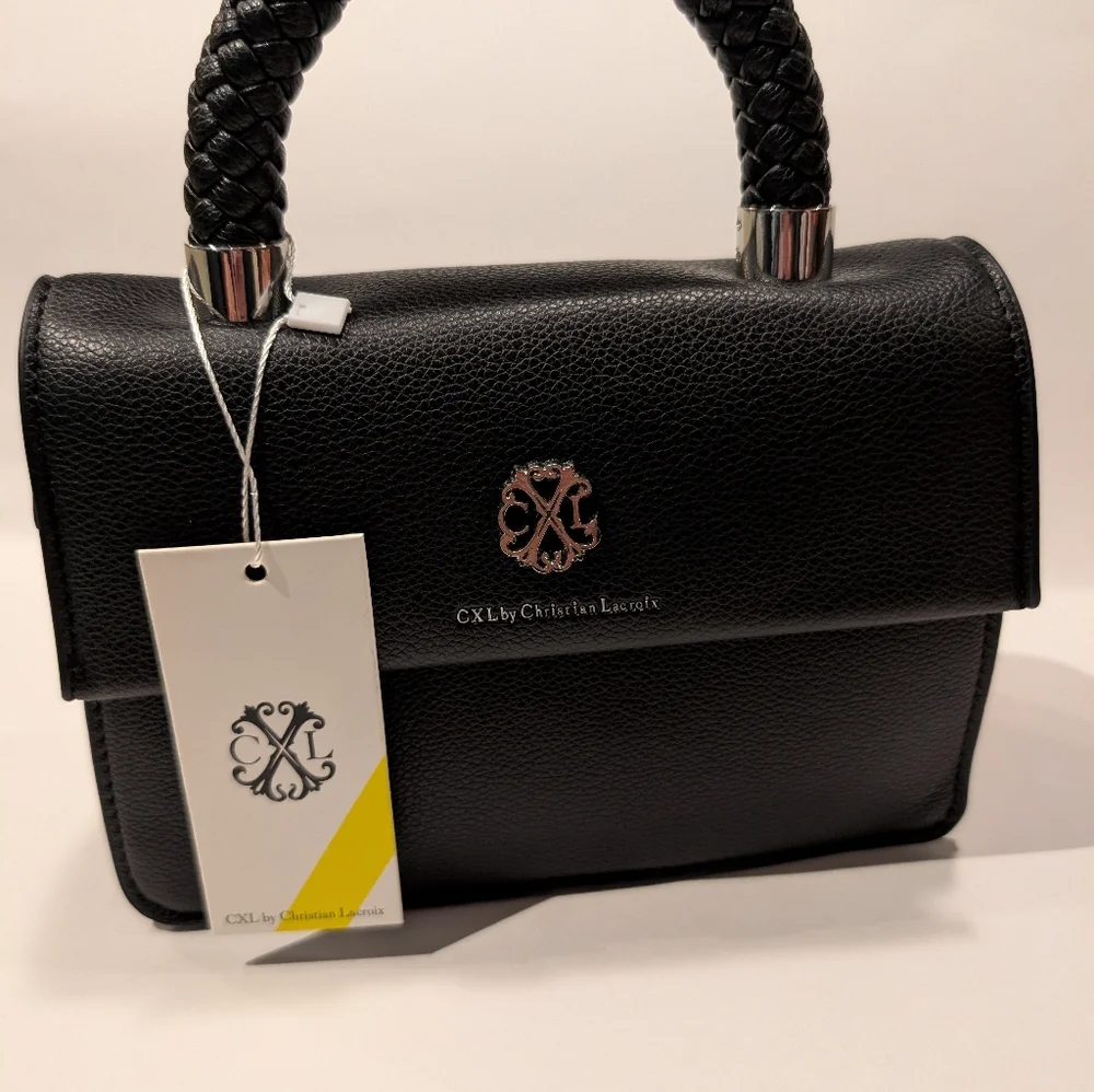 CXL By Christian Lacroix Jardin braided Handle Crossbody Bag Black NWT